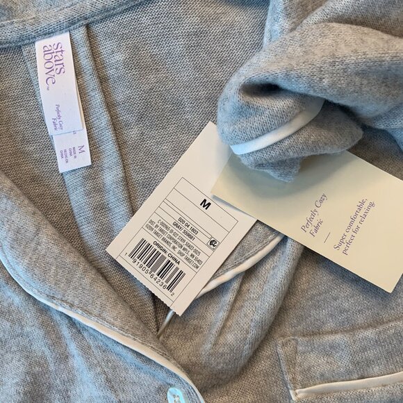 Stars Above Womens Grey Soft Knit Button Down Night Gown Lounge Pajamas- Med NWT - Picture 6 of 7